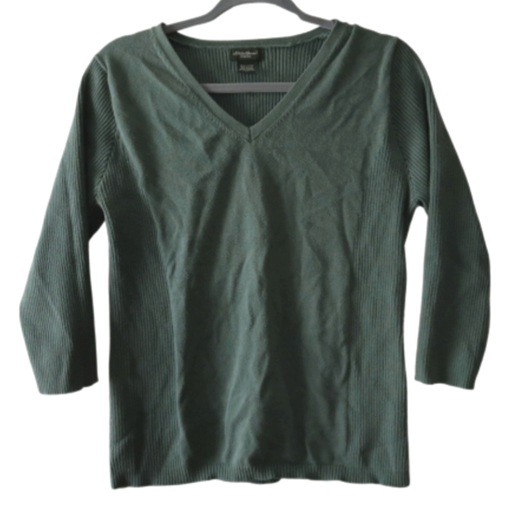 Eddie Bauer Women's Khaki Ribbed Longsleeve Top